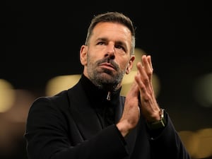 Ruud van Nistelrooy claps the Leicester fans