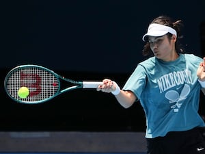 Emma Raducanu practises in Melbourne