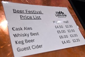 Prices at the Ludlow Beer Festival