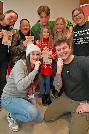 Stem Cell donor drive in Telford. Pictured back middle, Marshall Davies with front left, Gemma Elsmore and Harvey Pulford.