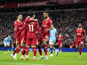 Liverpool celebrate Cody Gakpo's opener