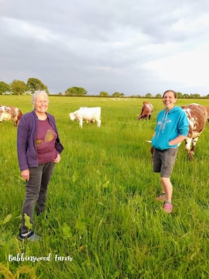 Cash Bowles-Jones and Barabara Jones on the farm