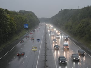 Traffic on the M3 motorway near Basingstoke.