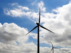 A wind farm in silhouette