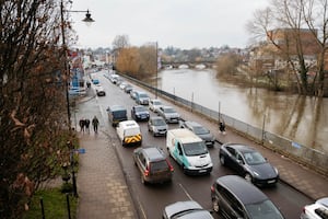 Traffic busy in Shrewsbury mainly due to the disruption of the Shrewsbury Gyratory.