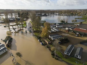 An aerial view of flooding