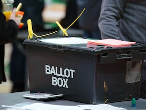 A ballot box at an election count