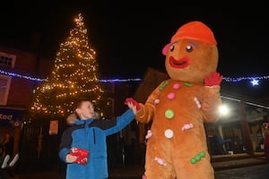 Market Drayton Christmas Lights Switch on.  Gingerbread Man and Thomas Vernal 5.