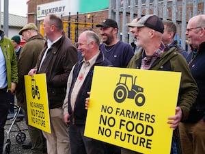 Farmers protest outside the Northern Farming Conference in Hexham