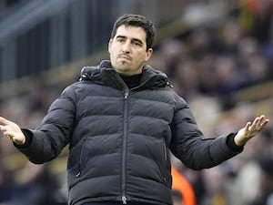 Bournemouth boss Andoni Iraola looks frustrated on the touchline