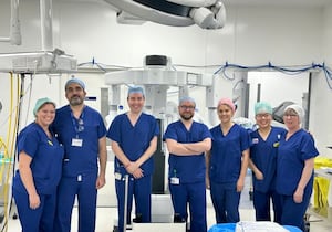 Staff with the robotic surgery system at The Shrewsbury and Telford Hospital NHS Trust (SaTH).