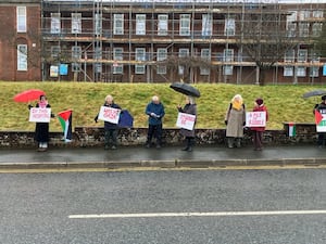 Members of Radnor Palestine Links gathered outside Llandrindod Wells hospital last Saturday to protest the ongoing healthcare crisis in Gaza, Palestine caused by war