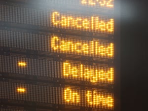 A train departures board