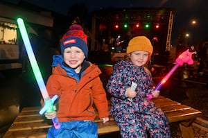 Jack Strong, 4, and Eliza Turford, 3 at Shifnal's Christmas lights switch-on 