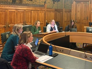 Helen Morgan (centre) and MPs at the meeting. 