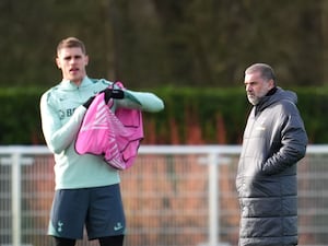 Micky van de Ven and Ange Postecoglou