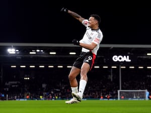 Fulham’s Rodrigo Muniz celebrates scoring