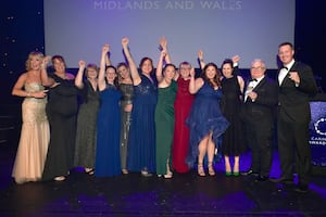 Staff members from Ludlow Care Home Hendra House collect their award 