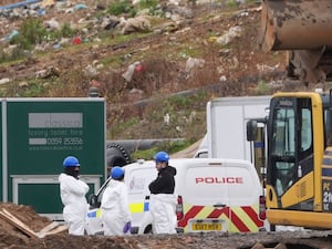 Police officers during the search of part of a landfill site in Essex for the body of missing man Cumali Turhan