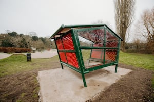 The new youth shelter at Market Drayton Skatepark.