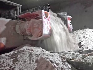 Grab from PA video of workers in Boulby Mine, in North Yorkshire, one of only two places in England where the salt used on the country's roads is mined