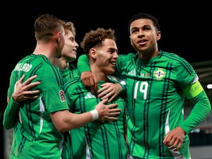 Northern Ireland celebrate a goal against Belarus