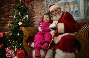 Santa with Rhiannon Lee, 3, at Shifnal's Christmas lights switch-on