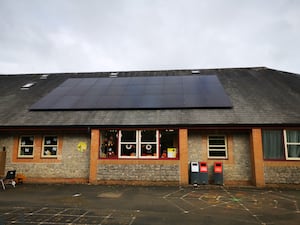 The solar panels installed at Ysgol Dolafon in Llanwrtyd Wells.