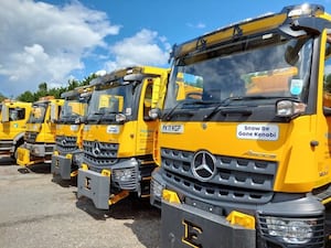 Gritter lorries at the Shrewsbury depot. Picture: Shropshire Council