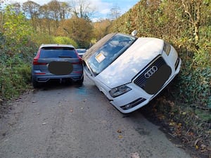 The car that is awaiting recovery. Picture: Oswestry SNT