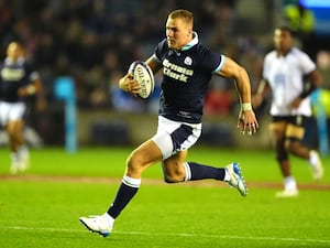 Duhan van der Merwe playing for Scotland