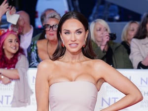 Vicky Pattison smiling in strapless dress