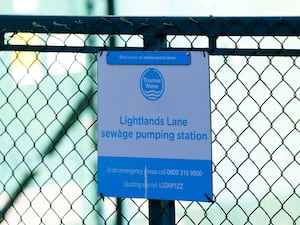 A sign outside a Thames Water sewage pumping station