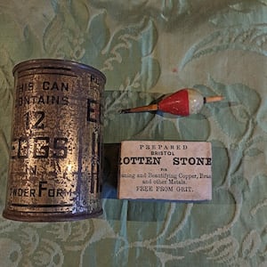 A tin of dried eggs -  to be seen in The Room At The Back in Courtyard Antiques, definitely not recommended for tasting. 