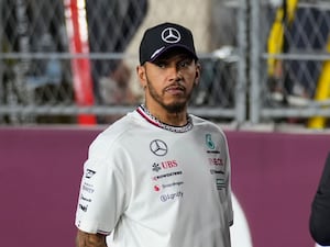 Lewis Hamilton stands on the grid