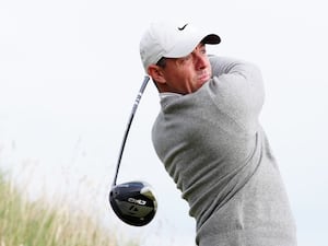 Rory McIlroy tees off the sixth at the the Alfred Dunhill Links Championship at Kingsbarns in Fife