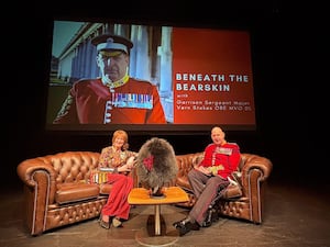 The Lord-Lieutenant of Shropshire, Mrs Anna Turner, was delighted to talk with Garrison Sergeant Major Vern Stokes OBE MVO DL about his role in organising some of the most important royal ceremonies in recent history.