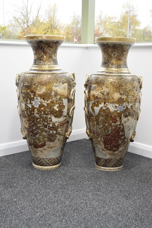 This pair of Japanese Satsuma floor vases sold for £3,000.

 