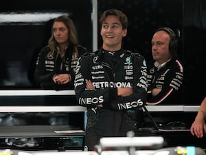 Mercedes driver George Russell is on pole position