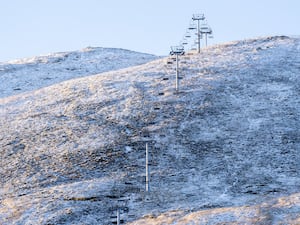 Snow surrounding the chair-lift at the Glenshee Ski Centre