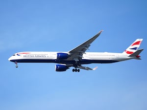 A British Airways plane in the air