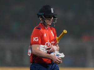 Harry Brook walks off after being dismissed in England's T20 against India