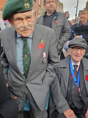 Resident at HC-One’s Bluebell View Care Home, David Doggett with army medal on Remembrance Day 