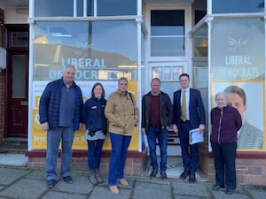 Pictured (L-R) Llanwrtyd Wells farmer Geraint Watkins; NFU Cymru County Adviser Stella Owen; NFU Cymru LFA Board Chair and Pen-y-Cae farmer Kath Whitrow; NFU Cymru Brecon & Radnor Vice County Chairman and Felindre farmer Edward Harris; David Chadwick MP; and Talgarth farmer Ann Davies.