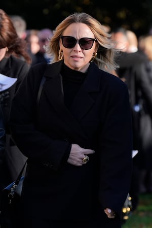 Kimberley Walsh after the funeral service