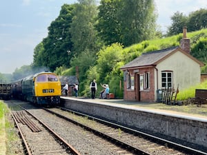 Heritage diesel locomotive 'Western Courier' at Eardington station. DAVID BISSETT