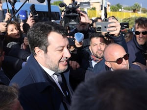 Italy’s Vice Premier Matteo Salvini surrounded by photographers