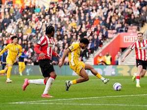 Georginio Rutter slots home Brighton's second goal against Southampton