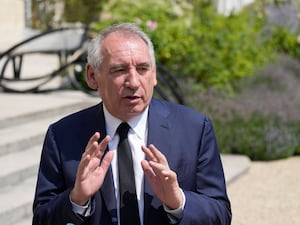 Francois Bayrou gesturing as he speaks