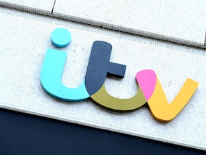 The ITV logo on The London Studios in London.